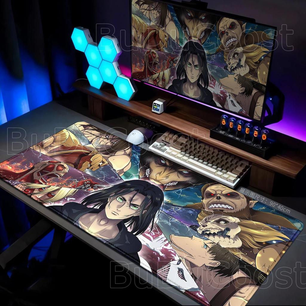 New Cool Anime Attack On Titan Large Mouse Pad Computer Non-slip Mousepad XXL 900x400mm Gaming Laptop Keyboard Mouse Mats Carpet