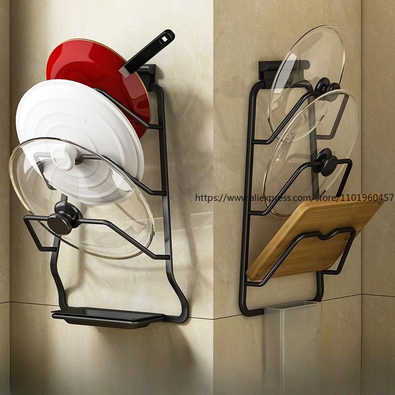 Kitchen Layered Storage Rack Space Aluminum Transparent Pot Lid Kitchen Shelf Size Pot Lid Universal Wall Hanging Pot Lid Rack