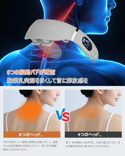 [2026 New Design - 6 Pads] Neck Care Relaxation Device with Heat, EMS & TENS Dual Effect, 12 Modes, 22 Intensity Levels, LED LCD Display, Japanese Voi