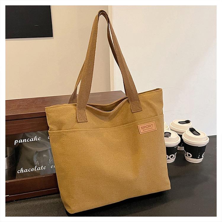 Students Classroom Shoulder Bag Simple Large Capacity Canvas Bag Female Versatile Commuting Literary Tote Bag Handheld