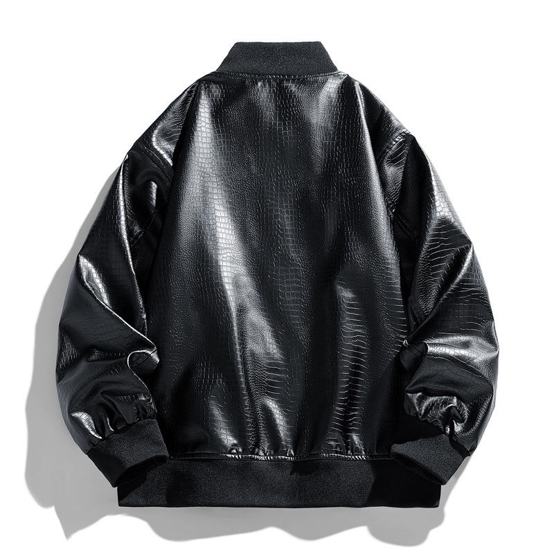 New PU Leather Stand Collar Motorcycle Cardigan Jacket - Spring, Autumn, Winter