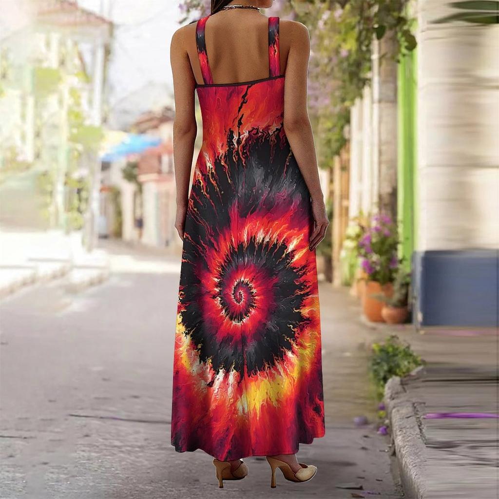 Women's Slip Dress Maxi Long Dress Spiral Tie Dye Print Stitching Print Dress Spring & Summer Leisure Vacation