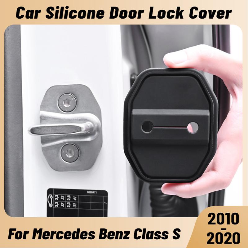 For Mercedes Benz Class S 2010- Car Door Shock Absorber Door Lock Protector Silicone Auto Door Lock Latches Cover