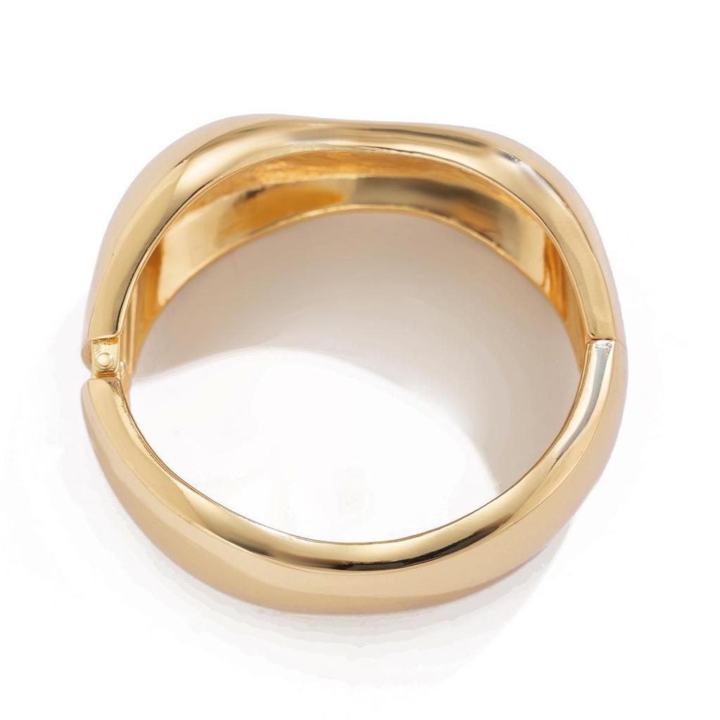 Bold Geometric Metallic Wide Bangle with Heavy Industry Design