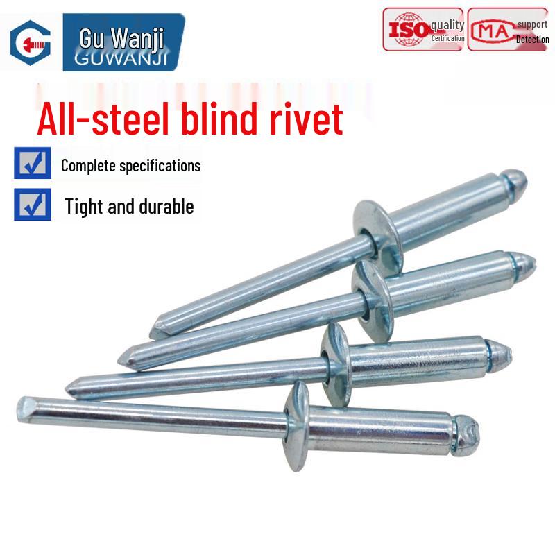 GUWANJI Carbon Steel Galvanized Open-End Flat Round Head Blind Rivets