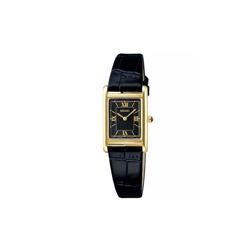 

SEIKO 30 meters waterproof solar Quartz leather strap women s watch black dial STPR070
