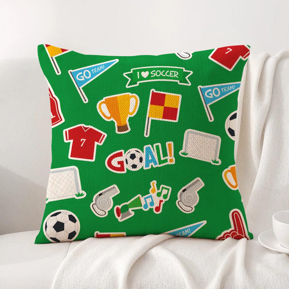 Sports Meet Cushion Cover Linen Organic Fabric DoubleSided Printing Sofa Breathable Home Decor Gift Pillow Case