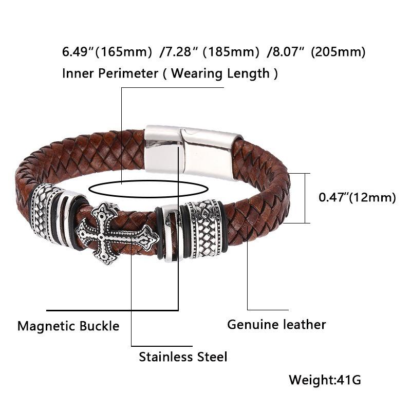 Bracelet en cuir Meier le plus vendu: style européen et américain, cordon multicouche tissé à la main avec fermoir magnétique, bracelet jonc en cuir véritable