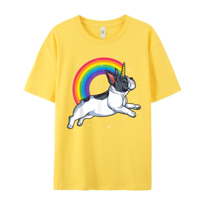 Retro Adult Tshirt French Bulldog Unicorn Shirt Girls Funny Tops Tees Christmas 100 Cotton Oneck Tshirts Short Sleeve