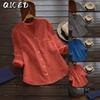 Women's Fashion Casual Solid Color Print Long Sleeve V Neck Blouses & Shirts