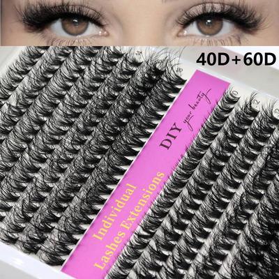 14heat-melting Fluffy Segmented False Eyelash Bundle 40/60D  CC/D/DD Curling Tufted Eyelashes Can Prolong the Eyelash