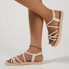 Women Summer Flat Sandals Light Weight Beach Street Shoes Elastic Band Girls Student Daily Walking Flats Leisure Sandalias