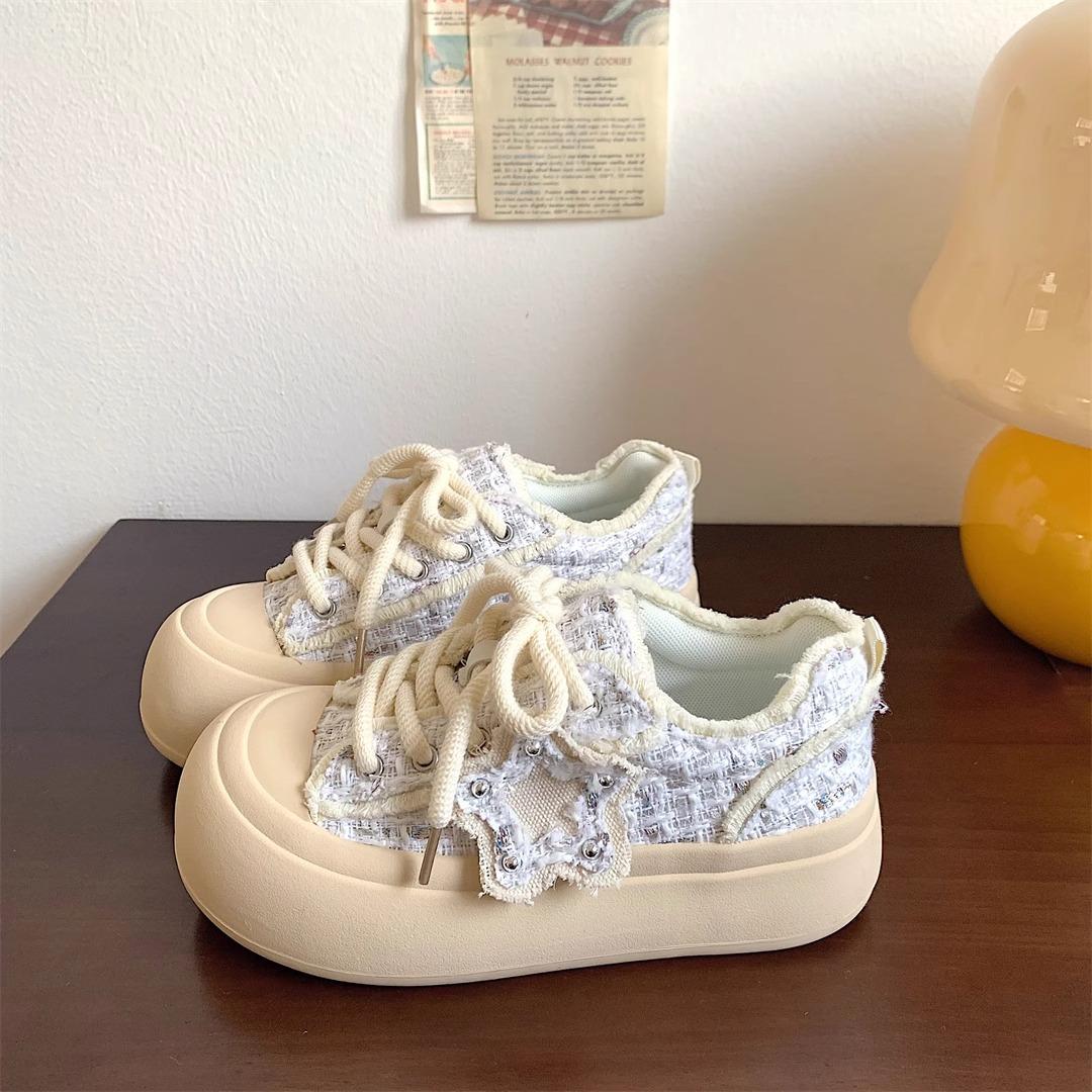 Весенне-летние новые классические туфли в стиле ретро, ​​удобные туфли на платформе для хлеба 35 белый