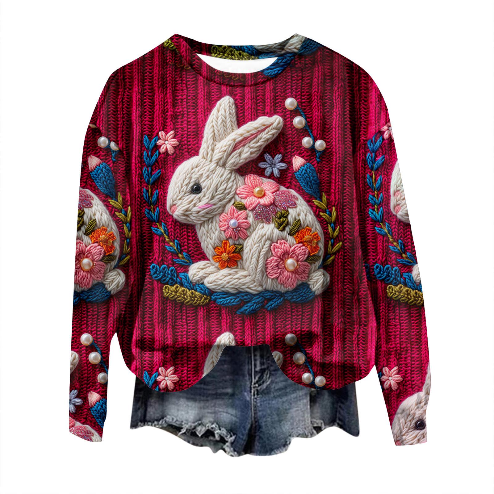 Счастливой Пасхи Повседневные толстовки с капюшоном Кролики Цветочный принт Эстетичный графический худи Осенние длинные рукава Модные большие толстовки Femme 6XL