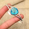 Blue Topaz Gemstone Handmade 925 Solid Sterling Silver Bangle For Wedding Gift
