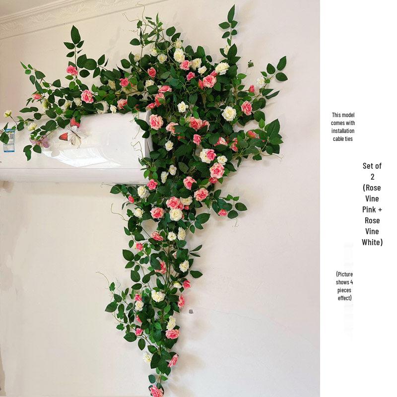 Rose Vine Artificial Flower Decor for Air Conditioner Pipes or Balcony Railings