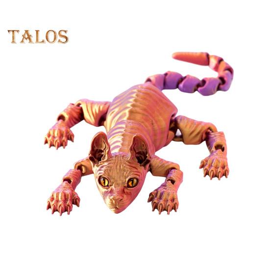 

3D-печатная фигурка лысой кошки с подвижными суставами, фигурка кошки-сфинкса, шарнирная модель животного, игрушка для домашнего офиса, книжной полки, украшения для рабочего стола, орнамент H