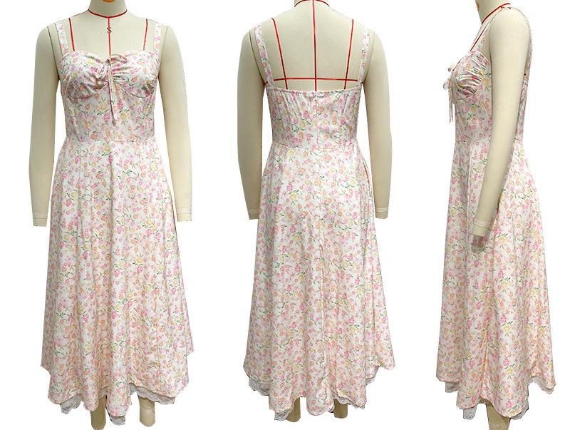European & American Floral French Style Summer Camisole Dress – Gentle, Slimming Long Floral Dress
