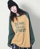 Deumakeu Real Street Color Mix Raglan Long Sleeve T-Shirt Khaki & Mustard