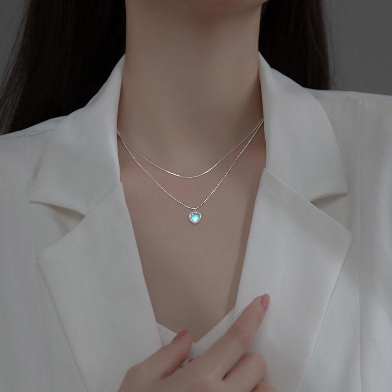 Elevate your summer style with the "Moonlight Dazzle Heart Pendant Necklace" - a chic Qixi gift perfect for your girlfriend.