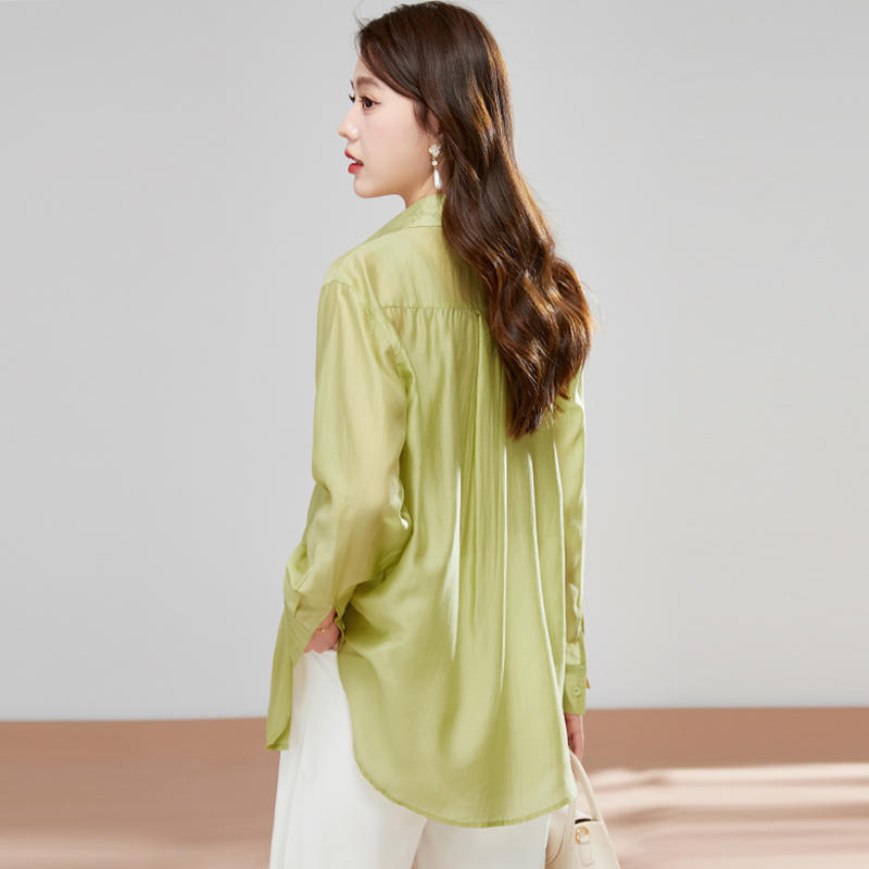 Summer Sunscreen Shirt Long Sleeve Ice Silk Breathable Top Women's Loose Shirt Thin