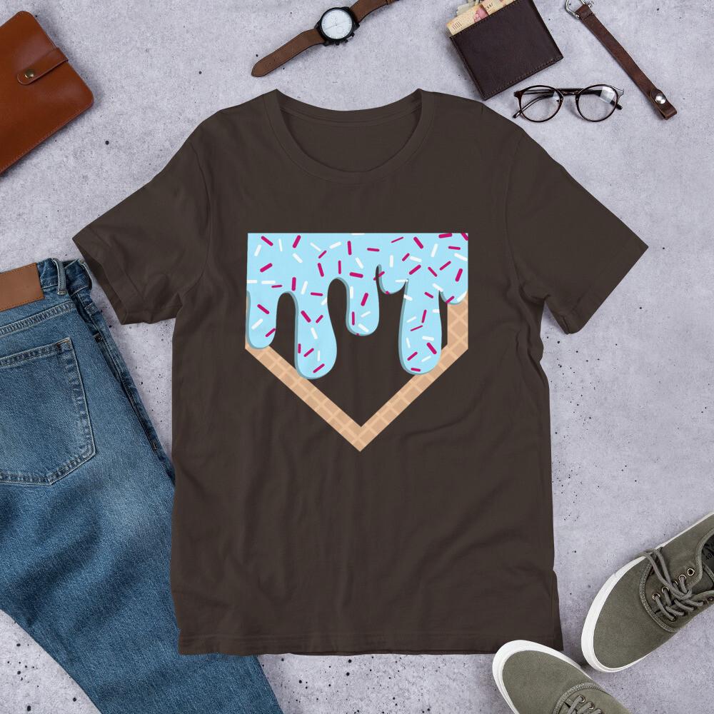 Baseball Ice Cream Dripping Baseball Home Plate Drip TShirt S