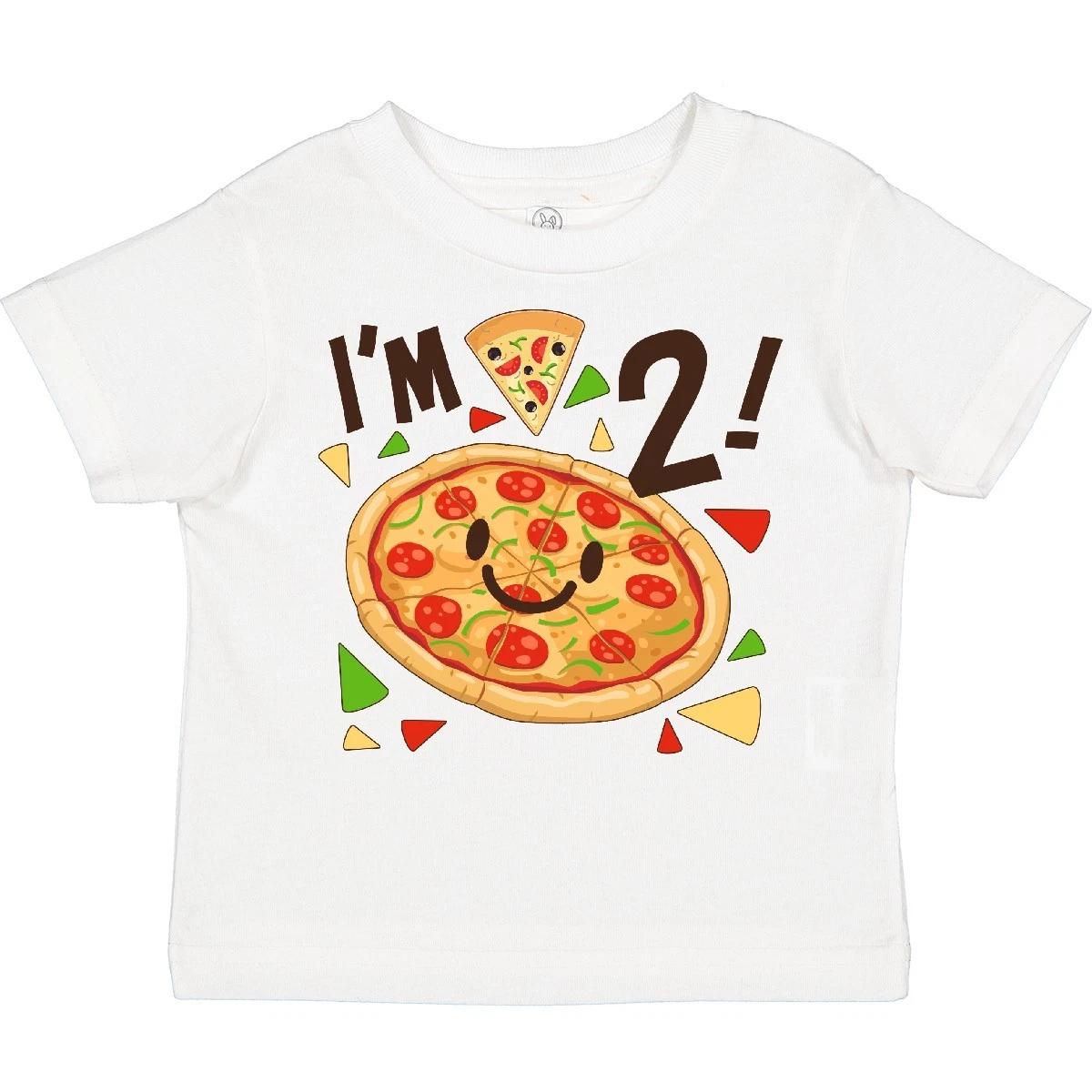 Inktastic Im Two! Pizza Birthday Party Toddler T-Shirt Birthdays Second 2nd Two 120