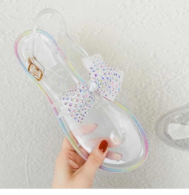 

Transparent T-Strap Sandals Pvc Women S Flat Sandals 42 прозорий