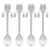4Pcs Cute Rustless Steel Mini Spoon Polished Ergonomic Handle Table Spoon Smooth Cat Shaped Coffee Spoon Daily Use