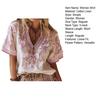 Women Shirt Embroidery Flower Pattern V-neck Dropped Shoulder Short Sleeve Shirt Tops A-Line Loose Fit Soft Summer Tops