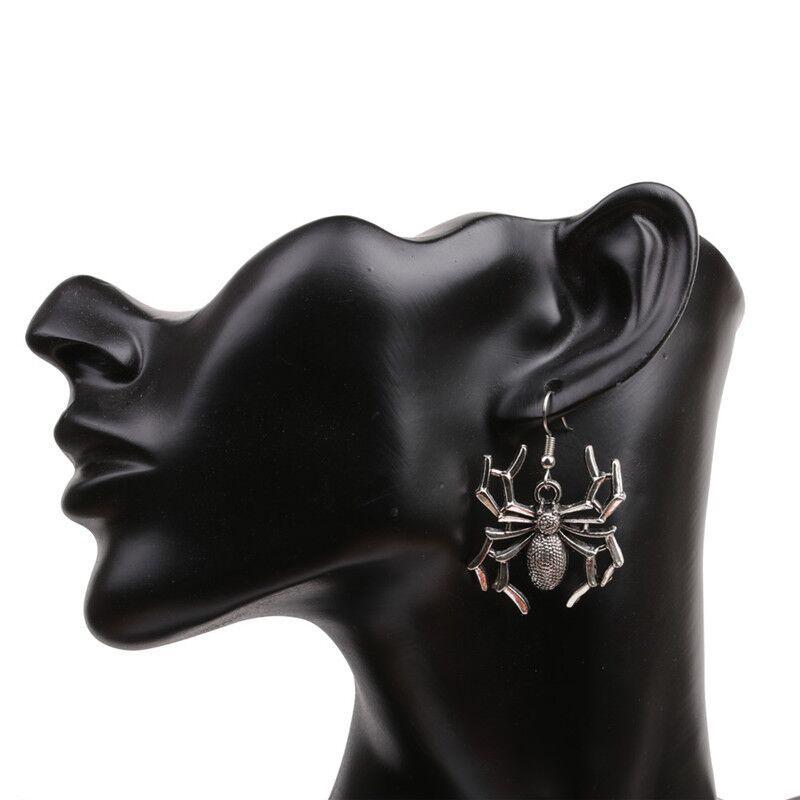 1 Pair Exaggerated Black Spider Stud Earrings Pendant Long Tassel Animal Earrings