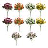 Faux Chrysanthemum Bundle UV Resistant Autumn Artificial Flowers Outdoor Realistic Faux Plants for Patio Porch Window Box Indoor Vase Decor