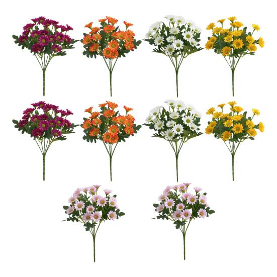 Faux Chrysanthemum Bundle UV Resistant Autumn Artificial Flowers Outdoor Realistic Faux Plants for Patio Porch Window Box Indoor Vase Decor