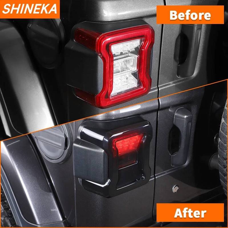 SHINEKA Car Rear Tail Light Lamp Taillight Decoration Cover for Jeep Wrangler JL 2018 2019 2020 2021 2022 2023 2024+ Accessories