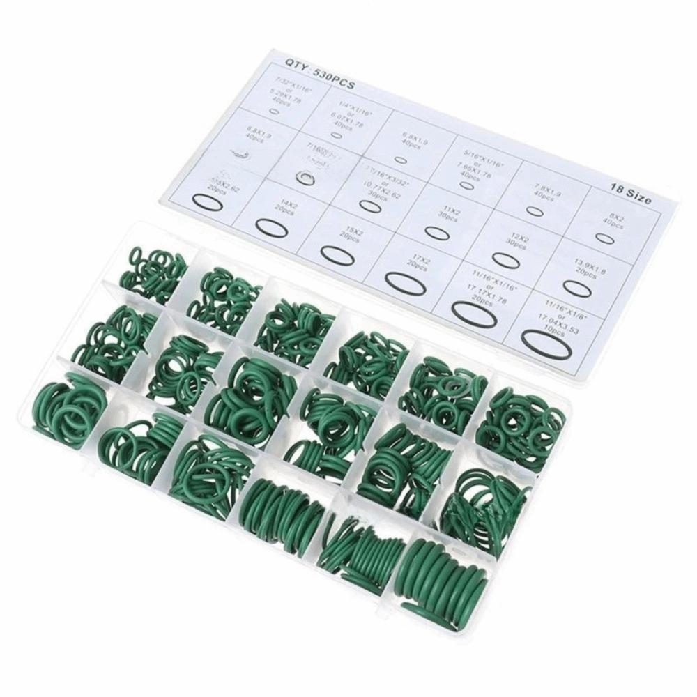 530pcs/set 18 Size Seal Rubber O-Rings Green Automotive A/C Plumbing Repair  Plumbing Repair