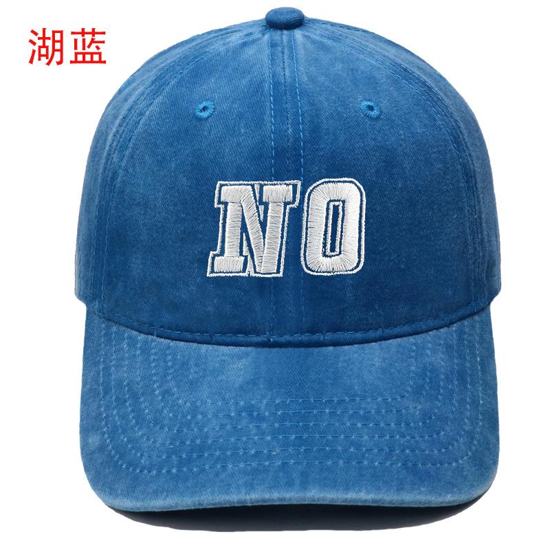Neue Baseballkappe mit aufgesticktem Buchstaben NO, gewaschene Retro-Kappe für Männer und Frauen, Paar, lässiger Outdoor-Sonnenhut