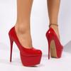 Platform Heels Sexy Pointed Toe Red Sole High Heels Wedding Shoes Naked Banquet Fashion Round Head Shallow Mouth Zapatos Mujer