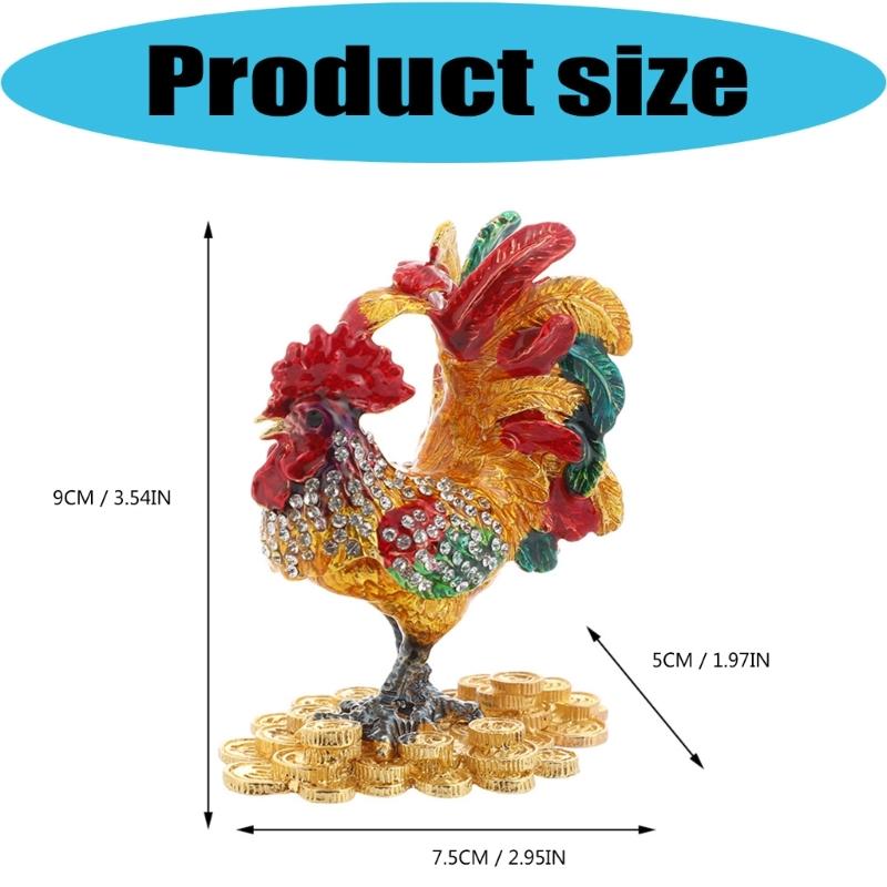Hand Painted Enamel Rooster Jewelry Box For Rings Earrings And Small Accessories Decorative Ornament Gift
