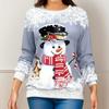 GMXIA Women's Fashion Casual Christmas Print Autumn and Winter Shoulder Print Loose Long Sleeve Round Neck T-shirts and Tops
