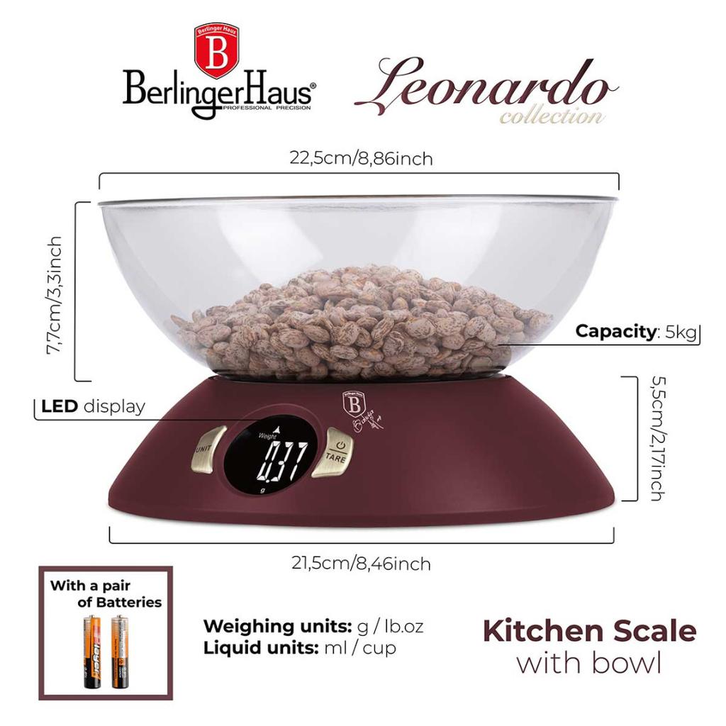 Kitchen Scale With Bowl Berlinger Haus Bh-9615 Leonardo
