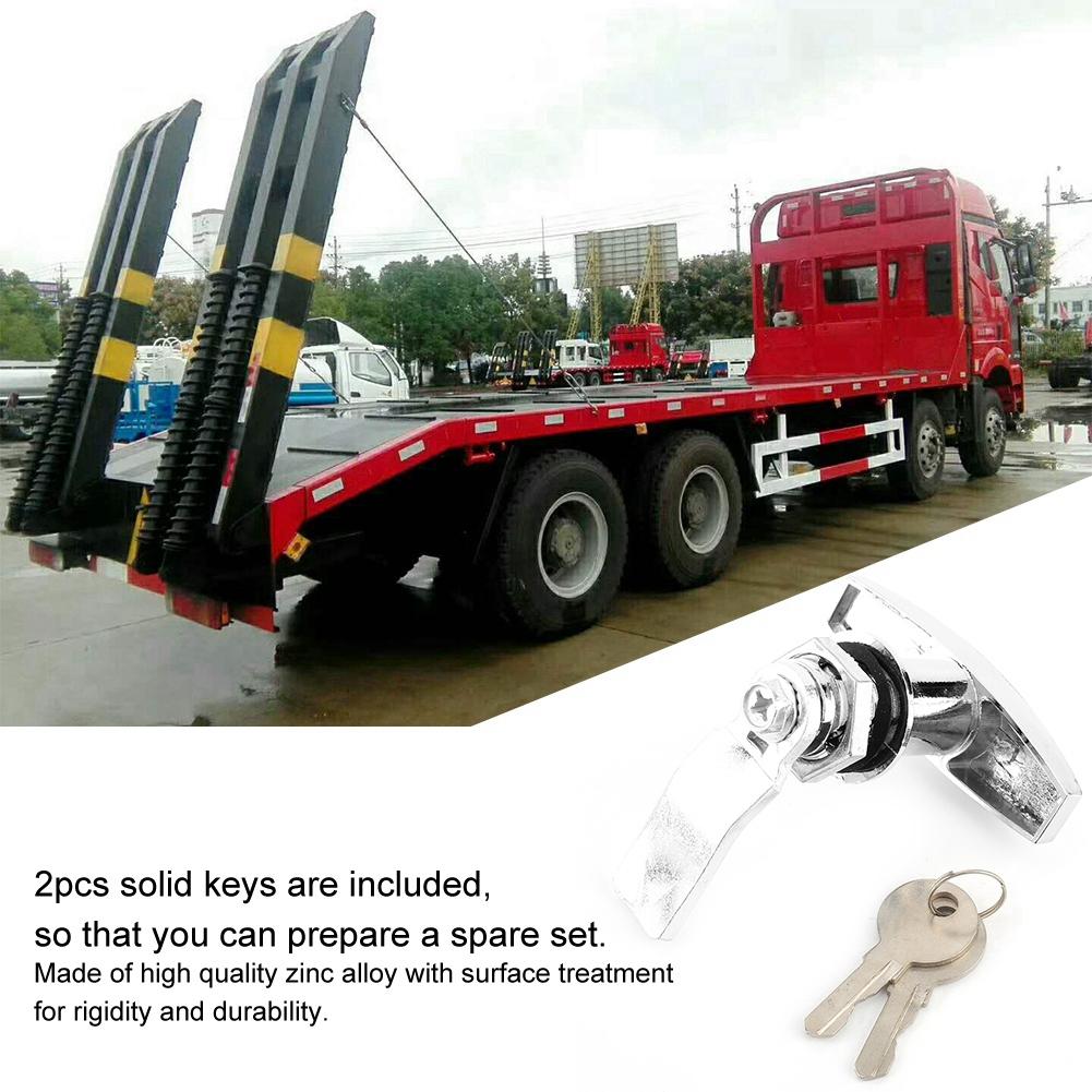 Rear Fixing T Handle Lock Tool Box Garage Door Lock with Keys for Trailer Caravan Canopy(Silver