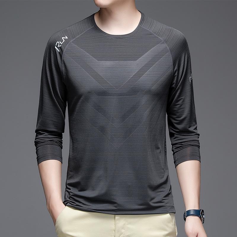 Herren Eis-Seide Langarm Fitness-T-Shirt - Frühling/Sommer, Dünn, Elastisch, Outdoor-Sportarten, Business-Stil