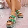 Plus Size 2025 New Open Toe Women's Slippers Summer Hot Sale Buckle Platform pearl Crystal Sandals Outdoor Daily Casual Slippers