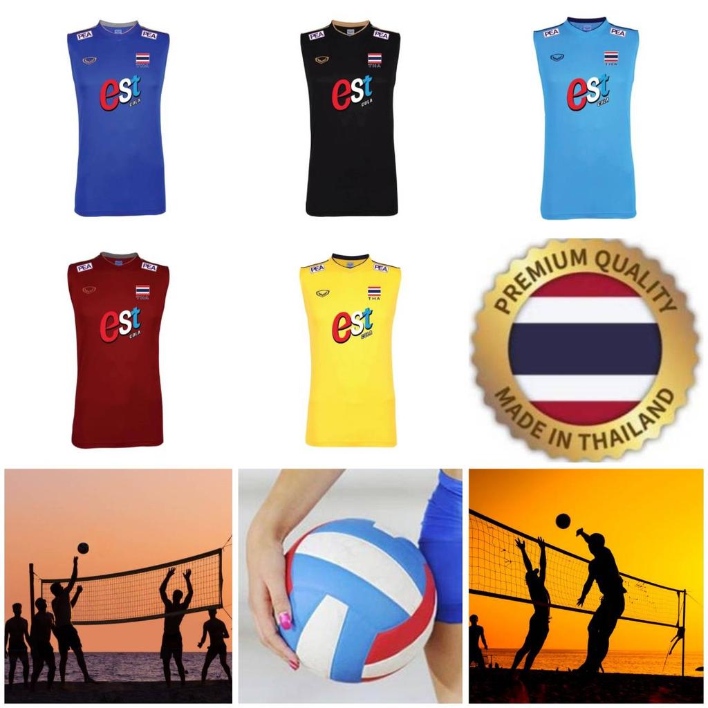 Tayland Milli Voleybol Takımı Atlet Antrenman JERSEY CHEER Fan Baskı Hızlı Kuruyan V Yaka Erkek Kadın Unisex Kolsuz Üniforma Bayrak Logo Spor