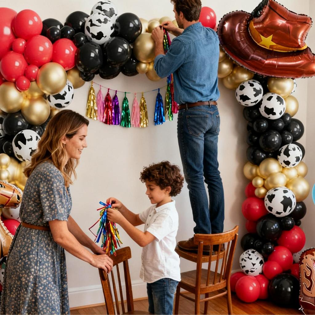 Western Party Balloons Western Themed Cowboy Party Supplies Decorative Latex Balloons Kit With Ribbon For Birthday Holiday