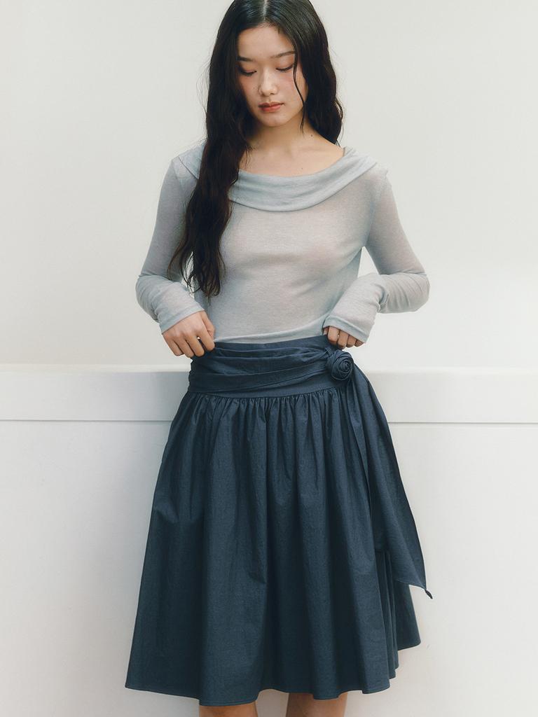 GANISONG Drape Tie Tail T-Shirt_Gray