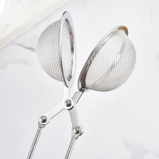 Stainless Steel Tea Infuser with Handle Mesh Snap Ball Tea Strainer Reusable Metal Tea Steeper with Tong Pincer for Loose Tea Herbs Spices