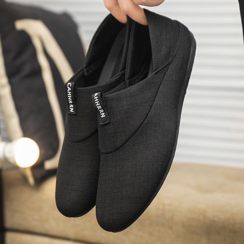 

Slip-on Lightweight Men Casual Shoes Canvas Shoes Zapato Hombre Wear-resistance Non-slip Mens Breathable Comfort Driving Shoes 46 чёрный