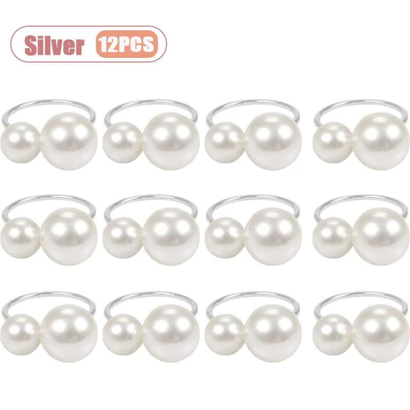 1-24PCS Durable Pearl Plastic Napkin Ring Elegant Design for Wedding Christmas Formal Dinner and Party Table Decorations