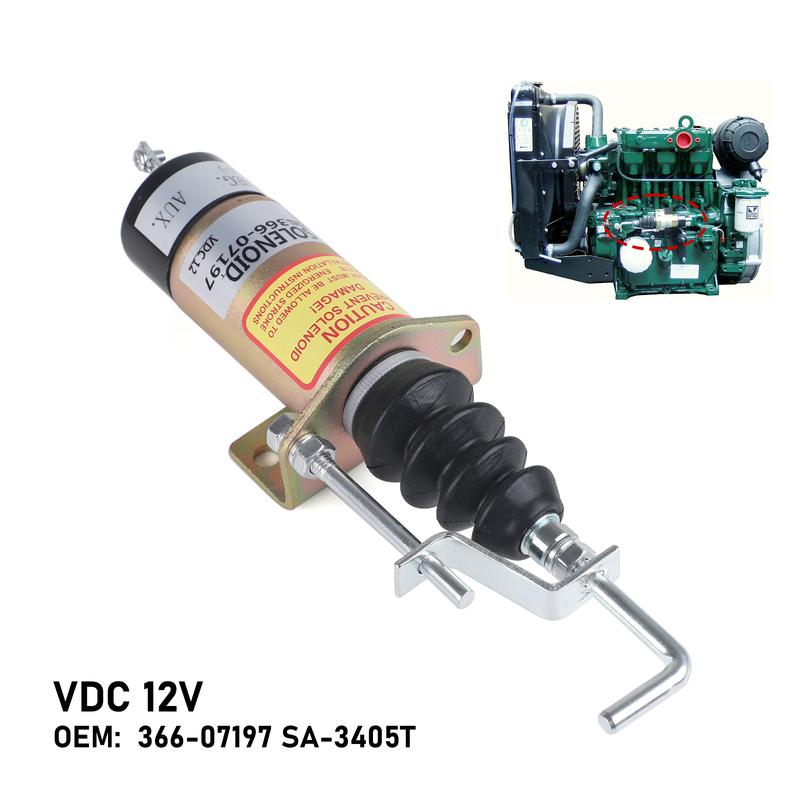 CNSPEED 12V Diesel Engine Part 36607197 Fuel Shutoff Solenoid For Lister Petter LPW LPWS Engine Genset SA-3405-T 1502-12C7U2B2S1